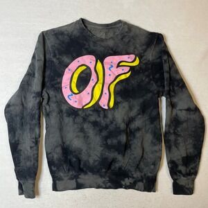 OF Odd Future‎ Donut Tie Dye Black Pink Sweatshirt Mens Graphic Crew Neck